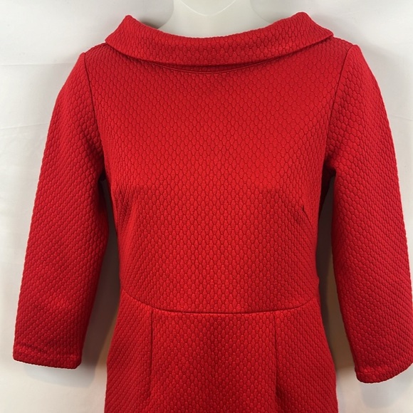Boden Ribbed Zoe Ponte Tailored Mock Collar Pocket Red Dress Size 4 - Picture 5 of 11
